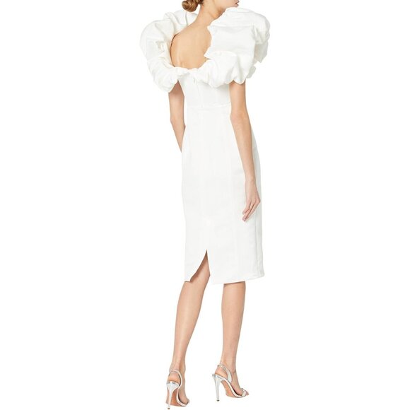 Line & Dot Samara Dress in Off White Small New Womens Ruffle Midi Cocktail Bride - Picture 15 of 16
